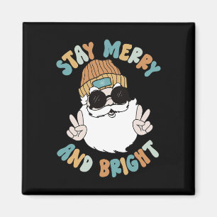 Imán Navidades de Retro Groovy Merry Stay Bright Santa 