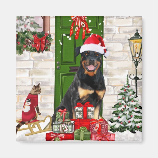 Imán Navidades de Rottweiler Dog (Frente)