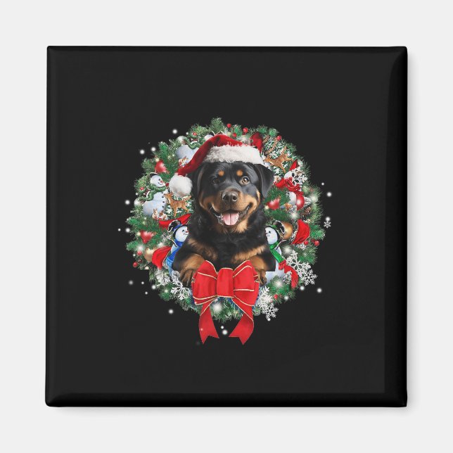 Imán Navidades de Rottweiler Wreath Decoración Navidad  (Frente)