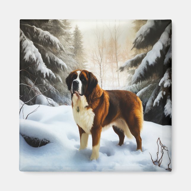 Imán Navidades de Saint Bernard Let It Snow (Frente)