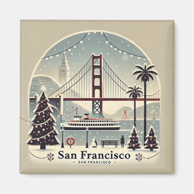 Imán Navidades de San Francisco - Golden Gate Bridge (Frente)
