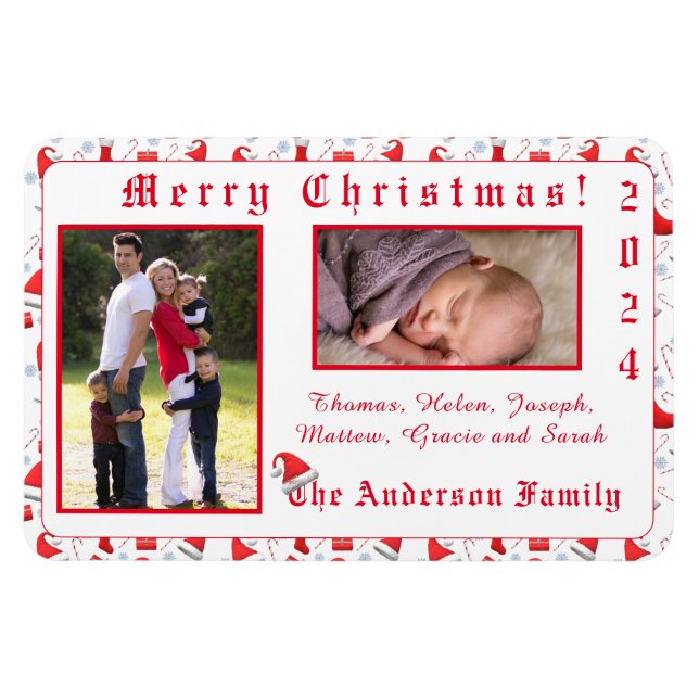 Imán Navidades de Santa Cap Pattern (Horizontal)