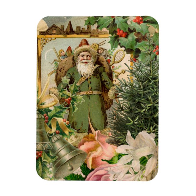Imán Navidades de Santa Claus Bellas Artes Antiguas (Vertical)