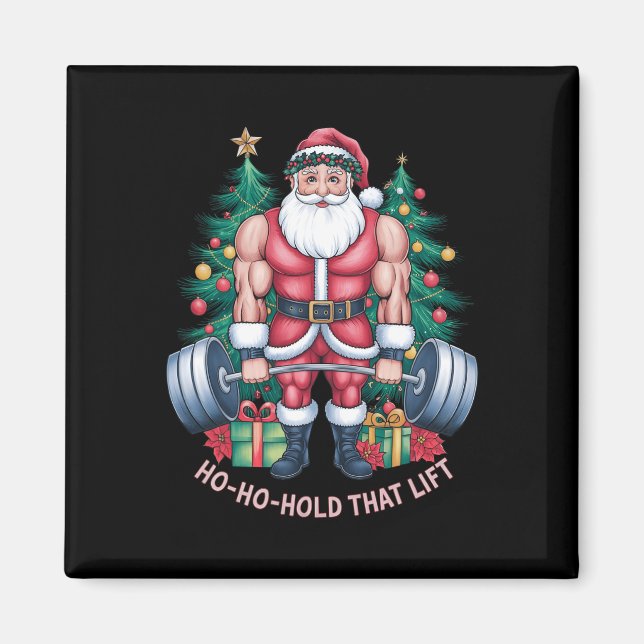 Imán Navidades de Santa Claus Gym Workout Ho-ho sostien (Frente)