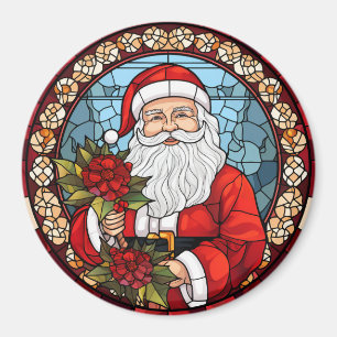 Imán Navidades de Santa Claus Refrigerador de Poinsetti