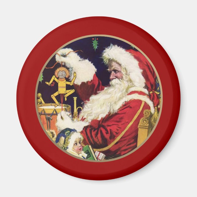 Imán Navidades de Santa Claus vintage Gift Magnet (Frente)