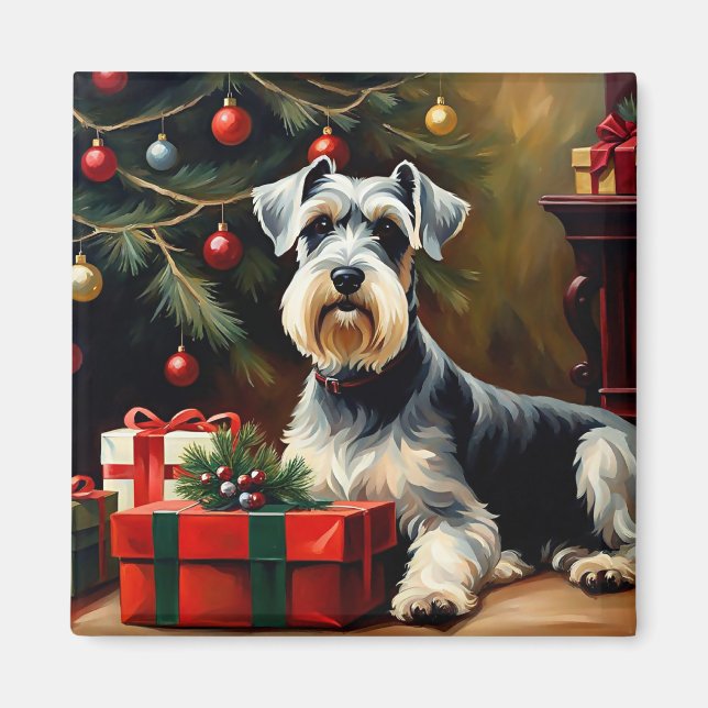 Imán Navidades de Schnauzer Dog (Frente)