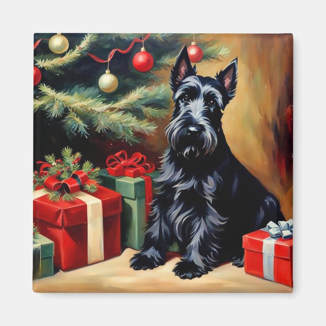 Imán Navidades de Scottish Terrier (Frente)