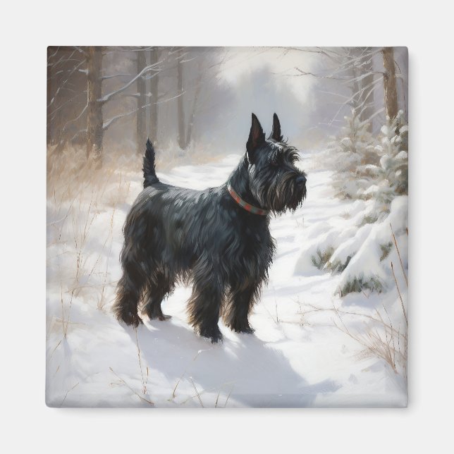 Imán Navidades de Scottish Terrier Let It Snow (Frente)