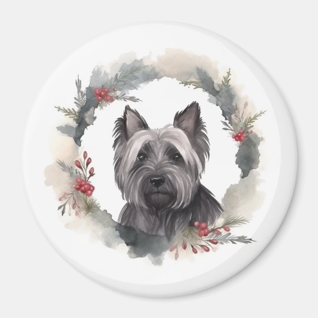 Imán Navidades de Skye Terrier escribieron presentación (Frente)