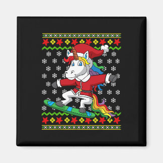 Imán Navidades De Snowboard Unicorn Santa Snowboard