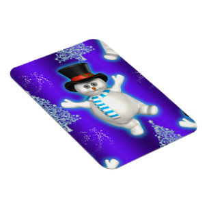 Imán Navidades de Snowman azules