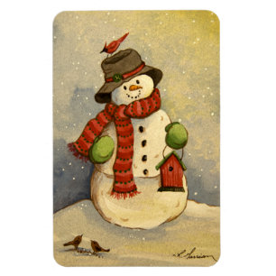 Imán navidades de Snowman y Birdhouse 4905