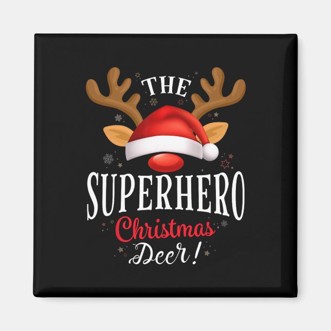 Imán Navidades de superhéroes familia Deer Pjs Xmas (Frente)