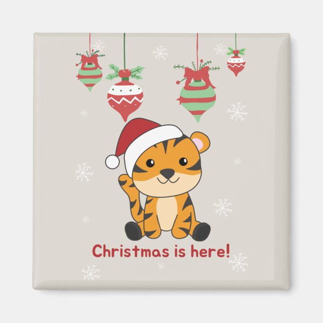 Imán Navidades de tigres niegan a los animales de invie (Frente)