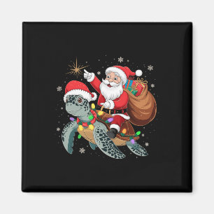 Imán Navidades de tortuga divertida en Santa Rivers