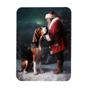 Imán Navidades de Treeing Walker Coonhound Santa Claus