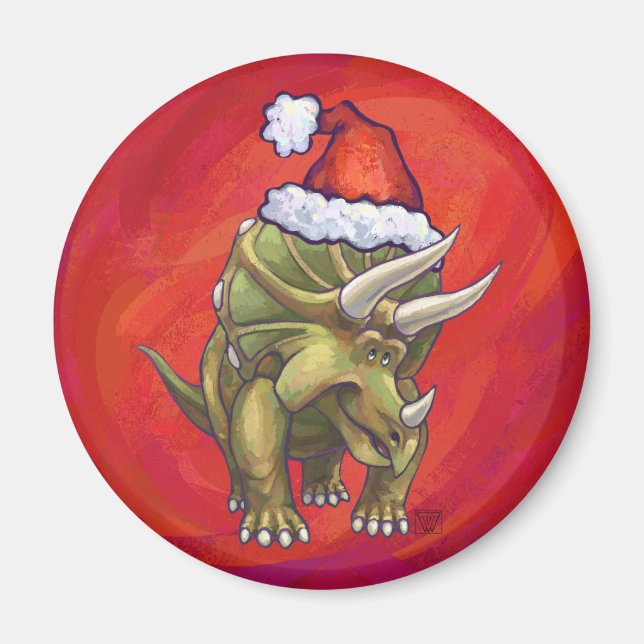Imán Navidades De Triceratops En Rojo (Frente)