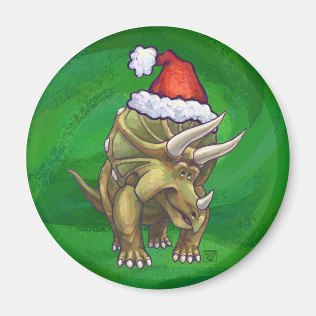 Imán Navidades de Triceratops Green (Frente)