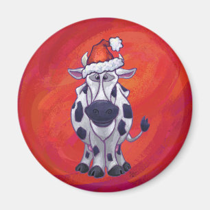 Imán Navidades de vaca en el mundo rojo