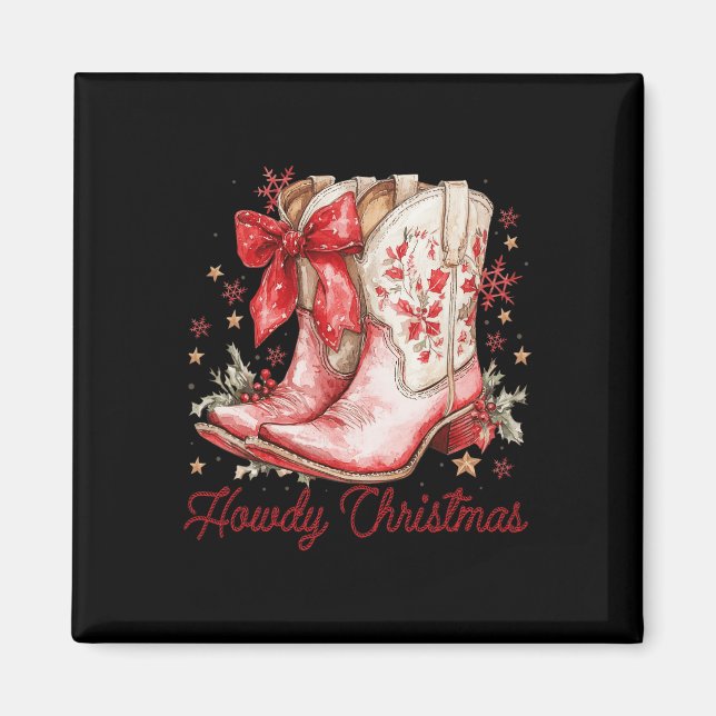 Imán Navidades de Western Howdy Cowgirl Boot Coquette B (Frente)