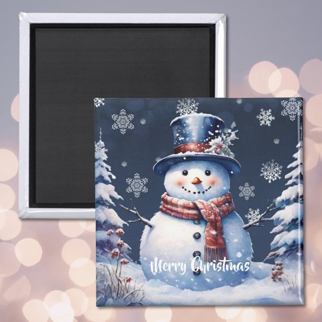 Imán Navidades de Winter Forest Snowman (Winter Forest Snowman Christmas Magnet)