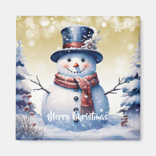 Imán Navidades de Winter Forest Snowman Oro