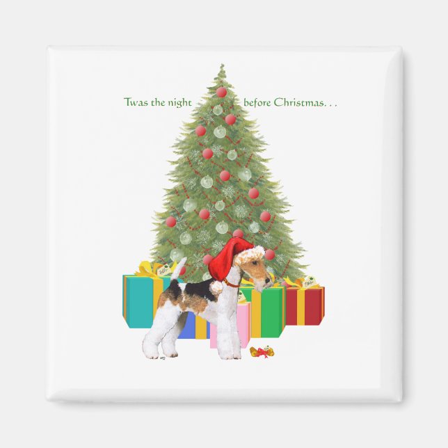 Imán Navidades de Wire Fox Terrier (Frente)