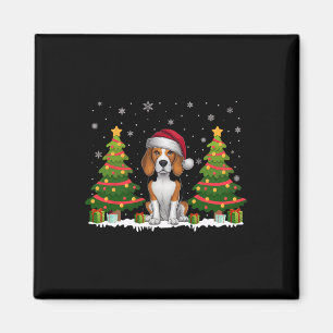 Imán Navidades De Xmas Tree Lights Beagle Dog Santa Hat
