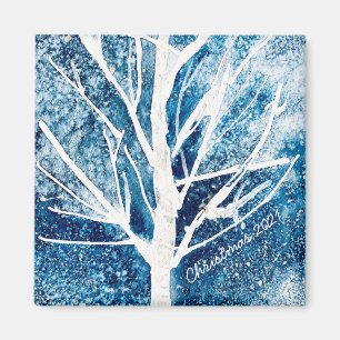 Imán Navidades del árbol de abedul blanco de invierno