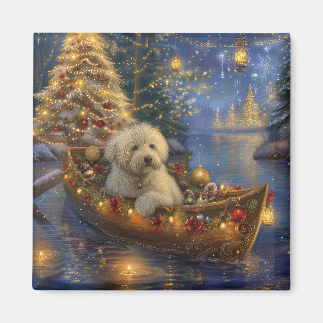 Imán Navidades del Coton De Tulear: Viaje festivo (Frente)