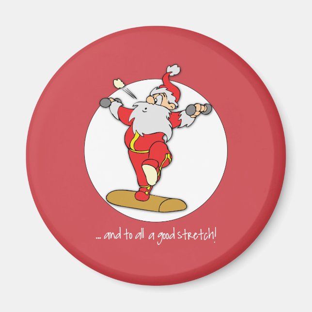 Imán Navidades del ejercicio de fitness feliz con Santa (Frente)