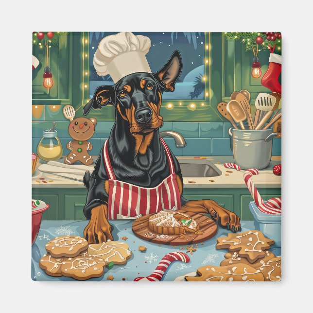 Imán Navidades del Festival Doberman Pinscher Holiday B (Frente)