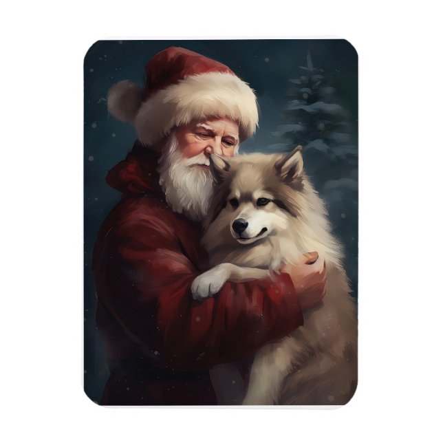 Imán Navidades del festival Lapphund Santa Claus en Fin (Vertical)
