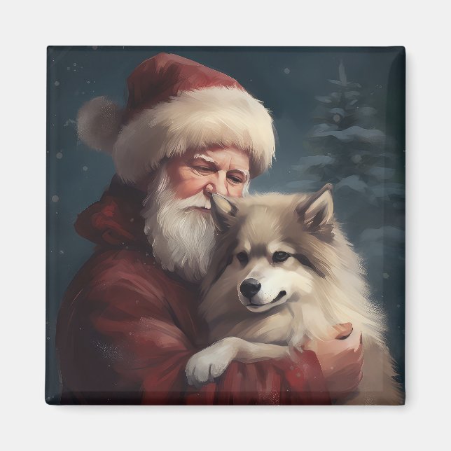 Imán Navidades del festival Lapphund Santa Claus en Fin (Frente)