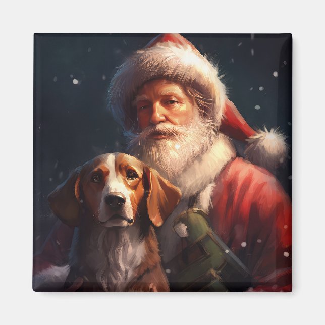 Imán Navidades del Foxhound Santa Claus en inglés (Frente)