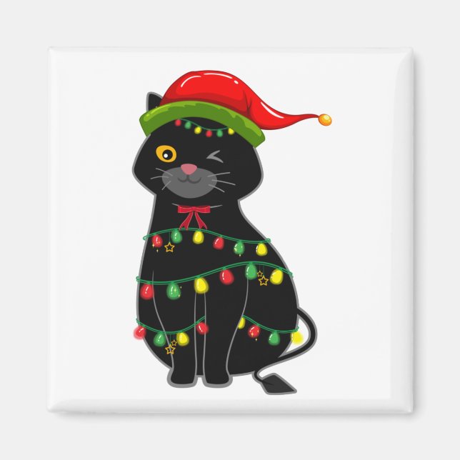 Imán Navidades del gato negro iluminan la plaza (Frente)