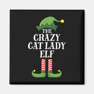 Imán Navidades del grupo familiar "Crazy Cat Lady Elf"