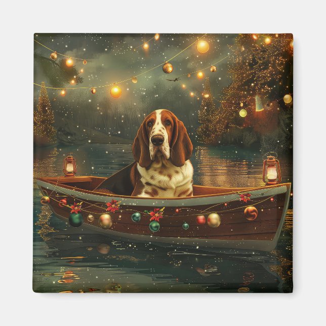 Imán Navidades del Hound de Basset (Frente)