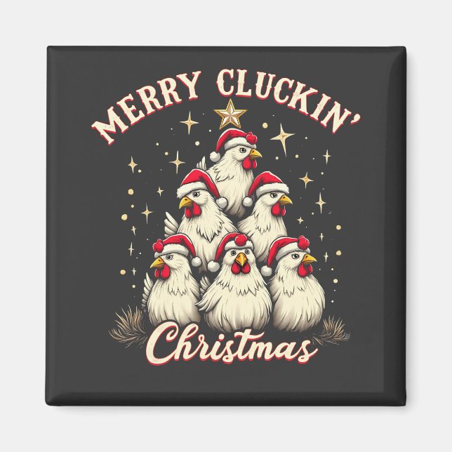 Imán Navidades del Merry Clucking Ropa Funny (Frente)