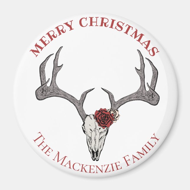 Imán Navidades del país Cabeza de ciervo Ropa de reno A (Frente)