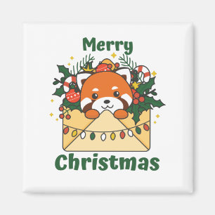 Imán Navidades del Panda Rojo Carta Animales De Inviern