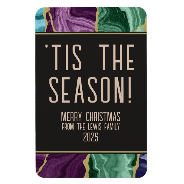 Imán Navidades del paquebote Watercolor Agate (Vertical)