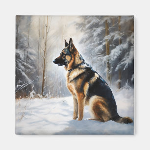 Imán Navidades del Pastor Alemán Dejan Que Nieva