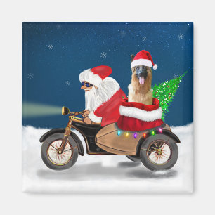 Imán Navidades del Pastor Alemán Santa Claus