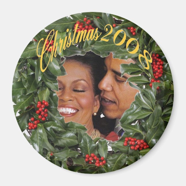 Imán Navidades del presidente Obama y Michelle 2008 Kee (Frente)
