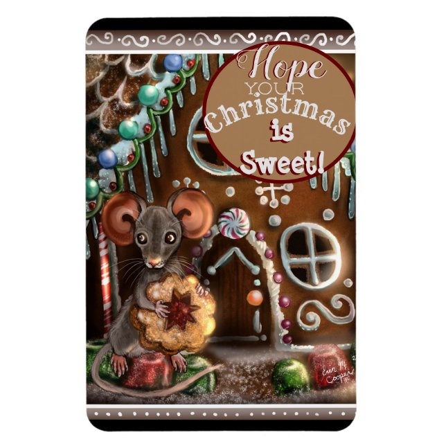 Imán Navidades del ratón Gingerbread (Vertical)