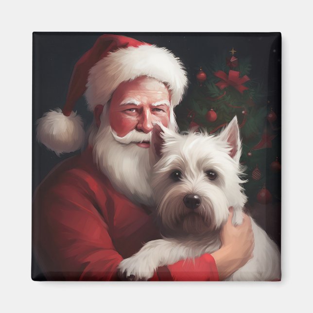 Imán Navidades del West Highland White Terrier Santa Cl (Frente)