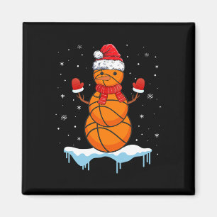 Imán Navidades divertidos Baloncesto Santa Snowman