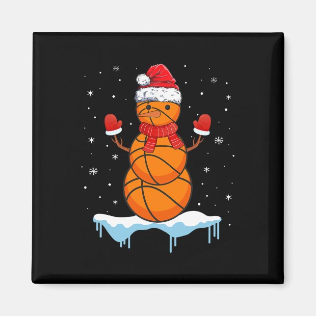 Imán Navidades divertidos Baloncesto Santa Snowman (Frente)